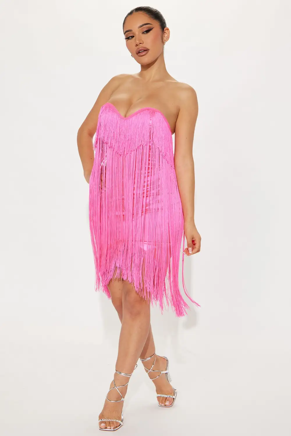 Farrah Fringe Mini Dress - Pink