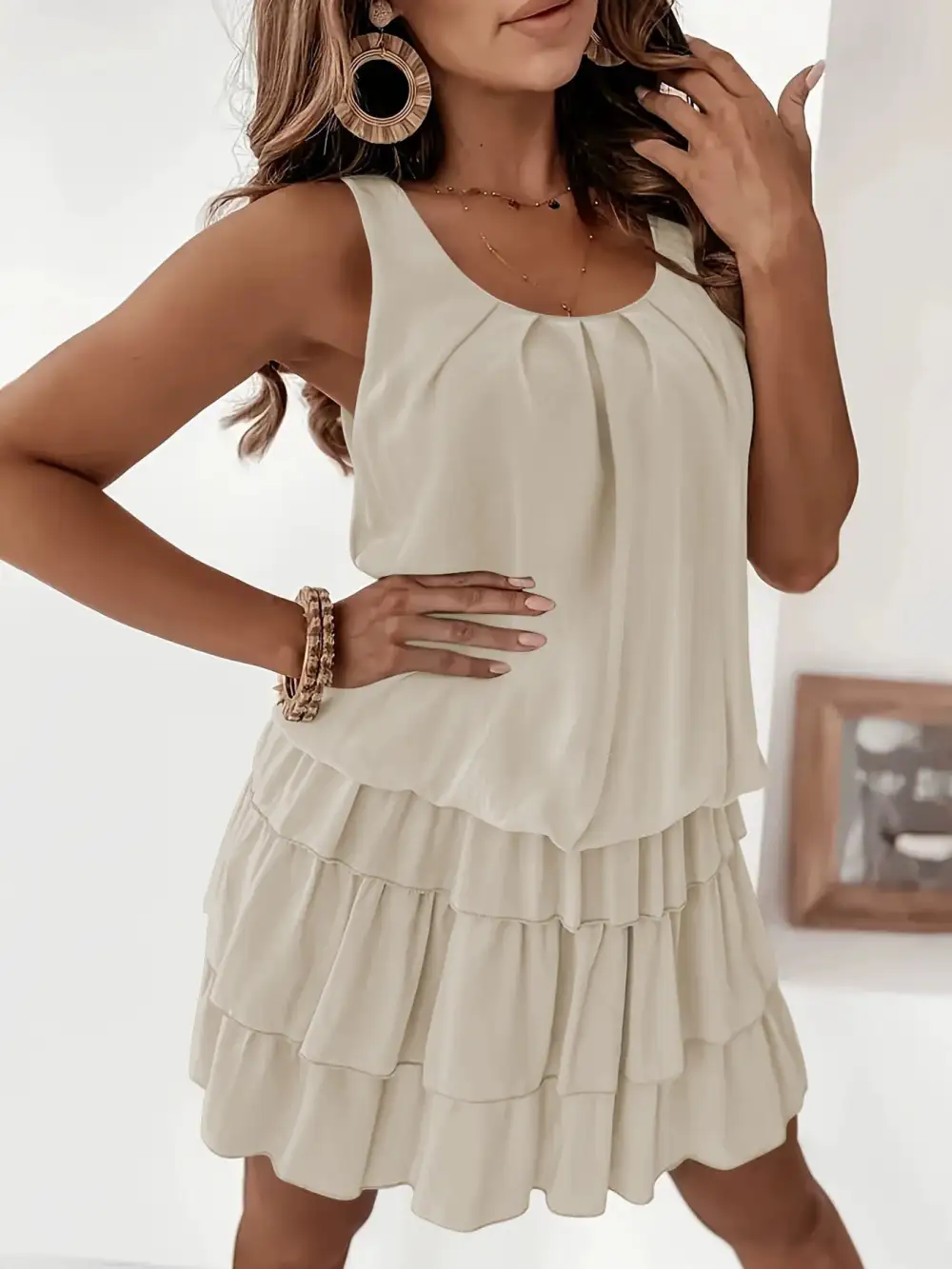 Ruffle Sleeveless Mini Dress