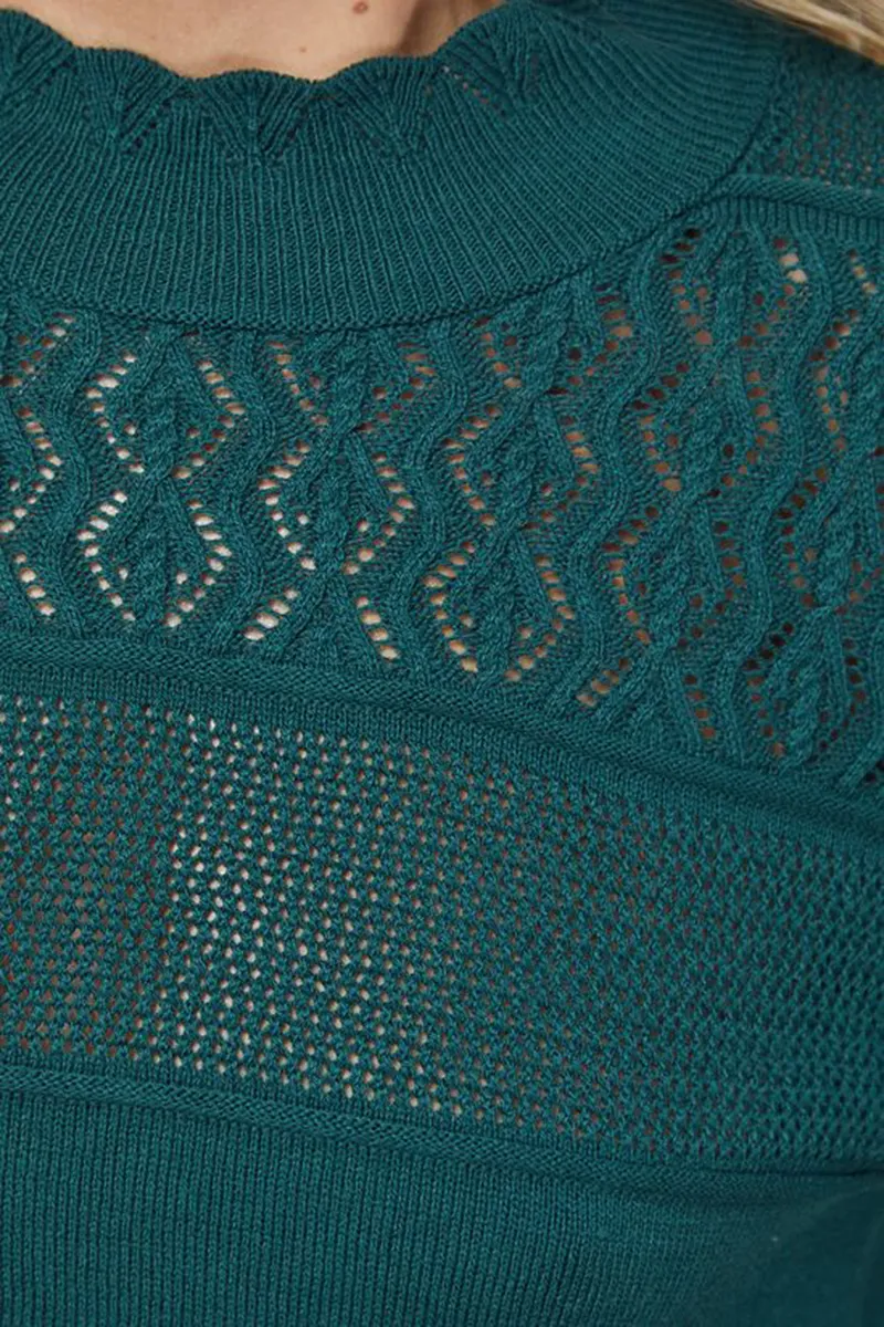 Casual Style Scallop Neck Volume Sleeve Jumper