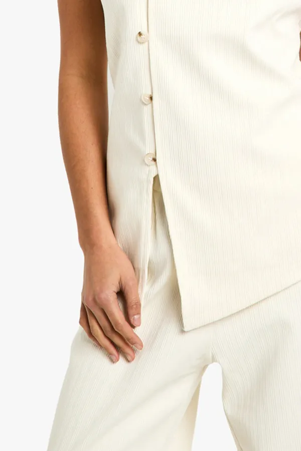 Sleeveless Cotton Corduroy Asymmetric Women's Vest