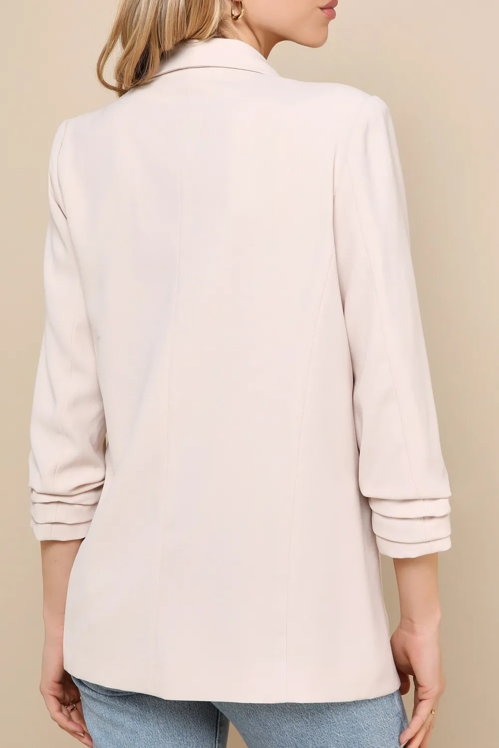 Casual Style Three-Quarter Sleeve Ruched Blazer