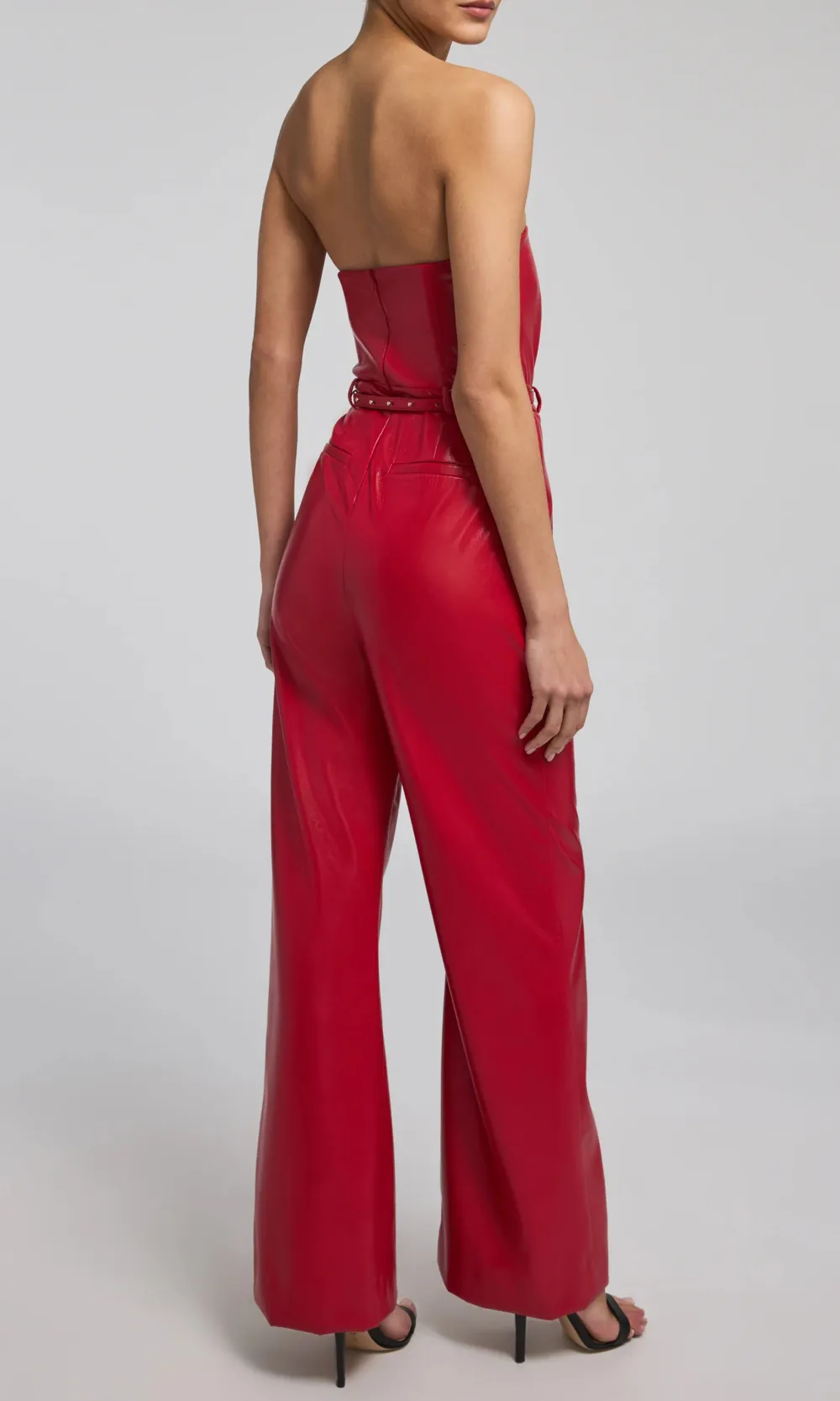 Red Shiny Vegan Leather Jumpsuit