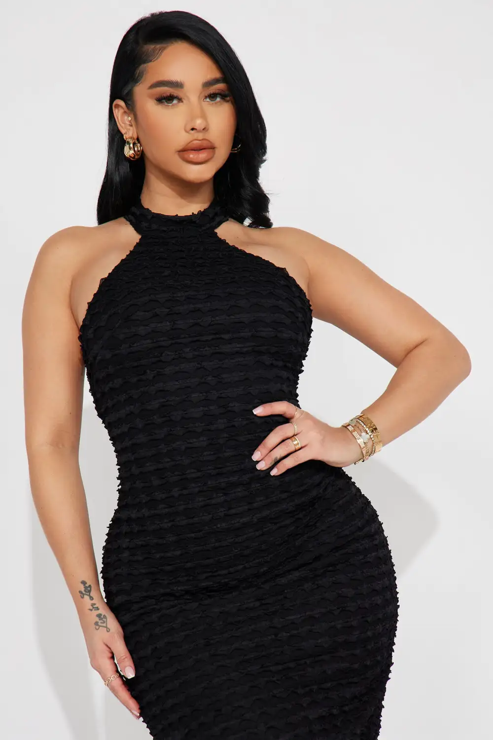Distressed Diva Midi Dress - Black