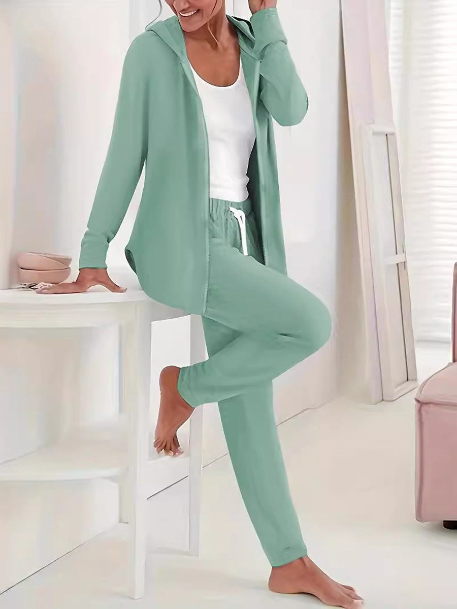 Women's Hooded Top And Pants Suit