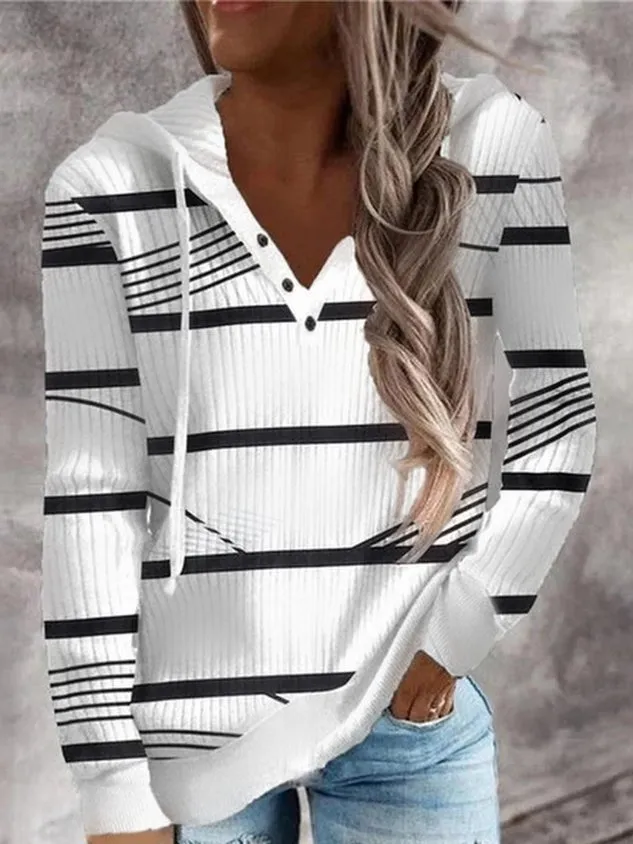 Striped Casual Hoodie Sweatshirt