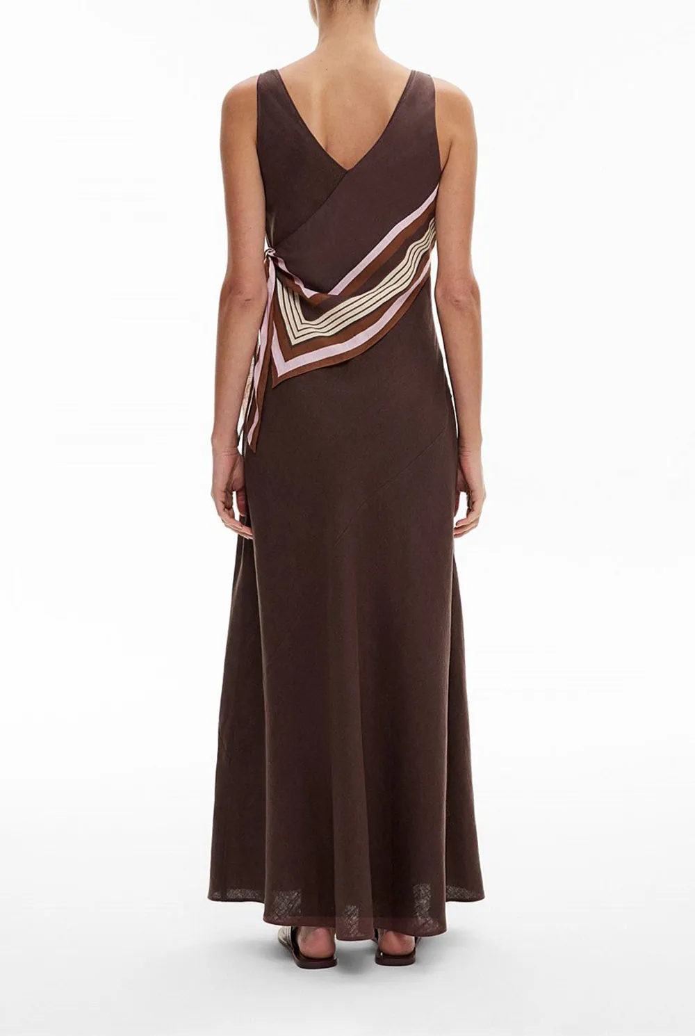 A Dress With A Scarf Collar And Stripes