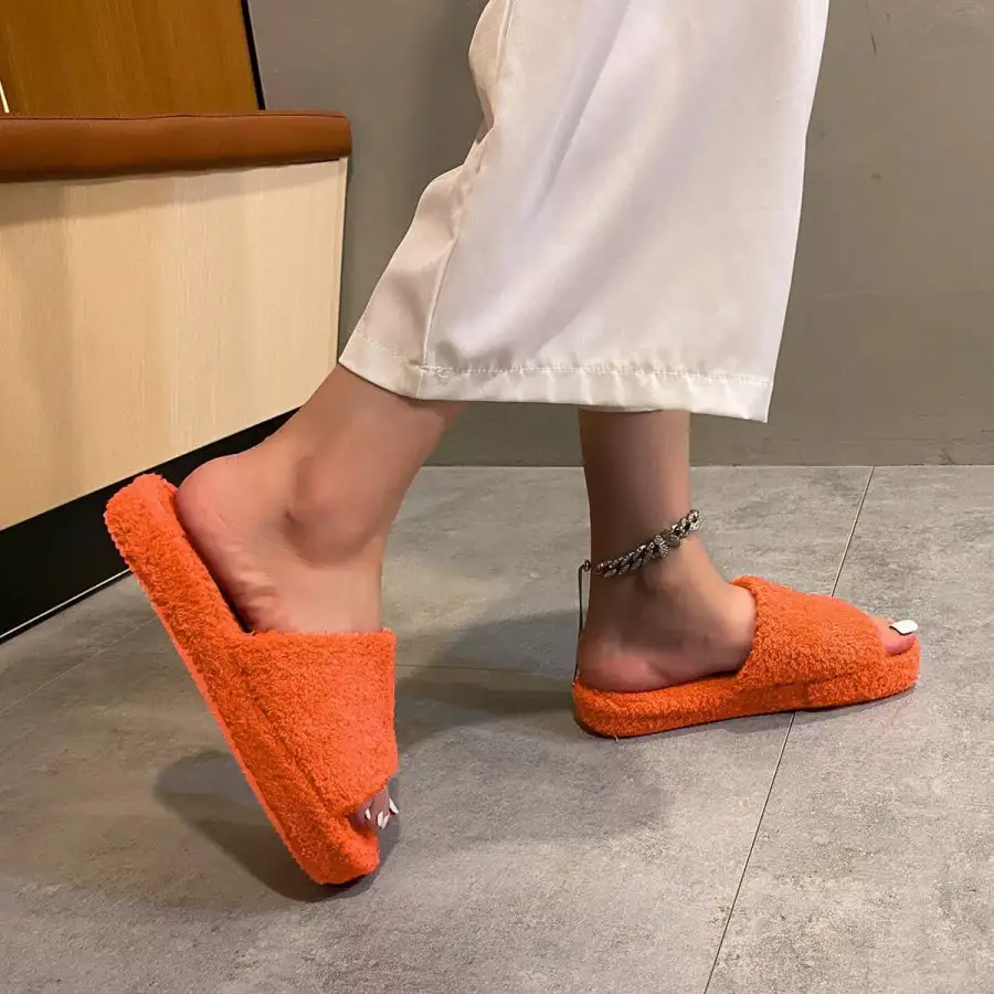 Textured Open Toe Platform Slippers