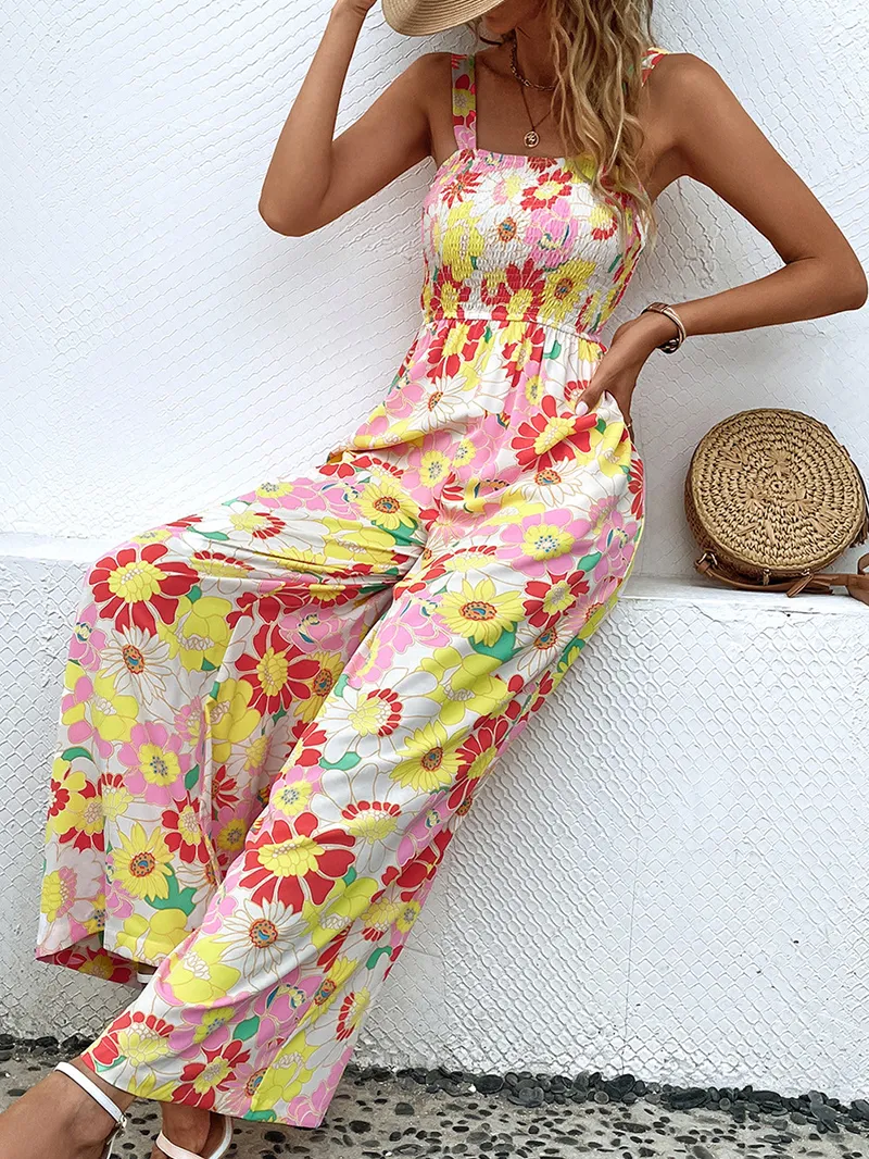 Vacation floral casual jumpsuit