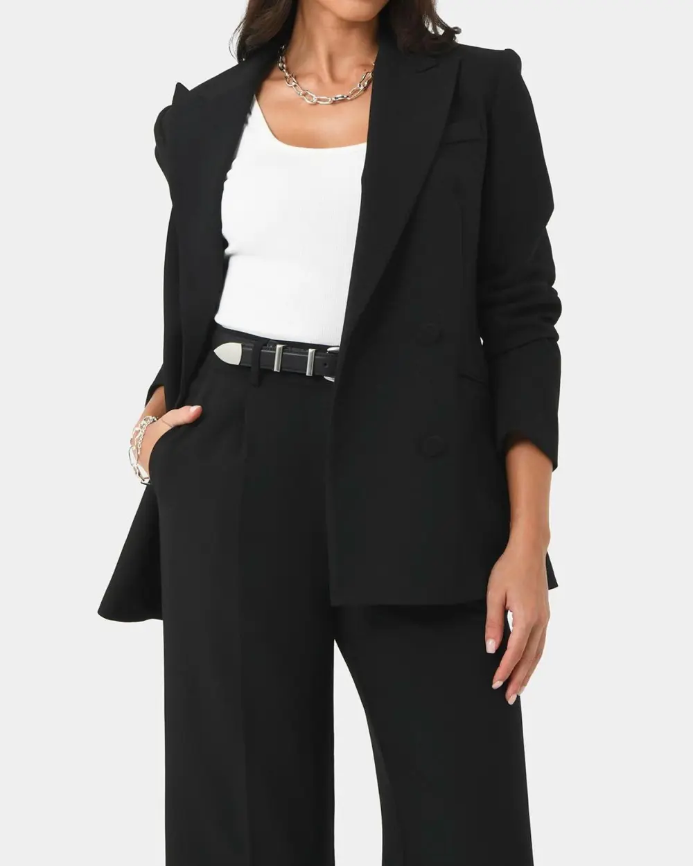 Double Breasted Blazer -Black