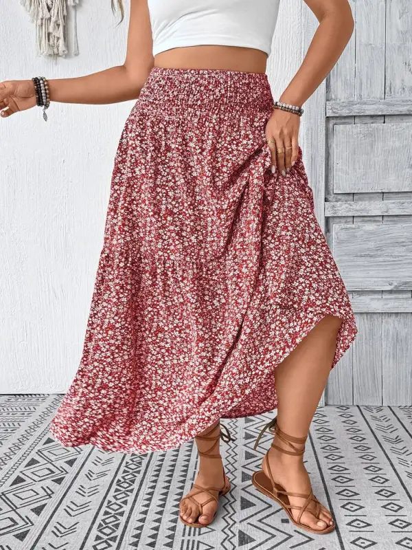 Tiered Floral Skirt