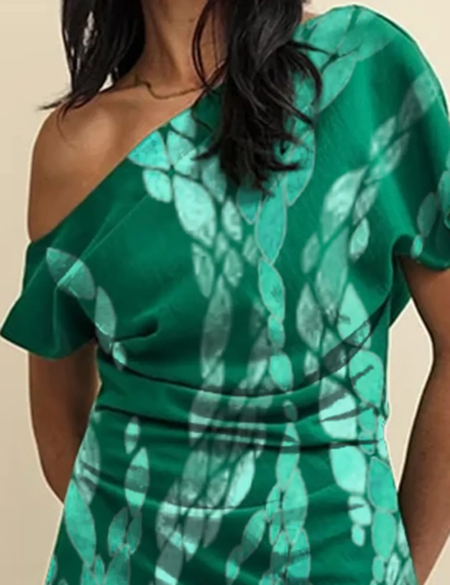 Green One Shoulder Katty Maxi Dress