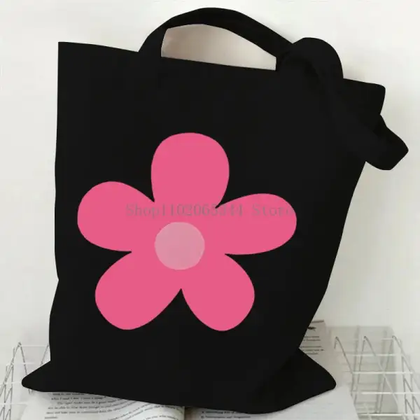Groovy Retro Graphic Canvas Tote Bag