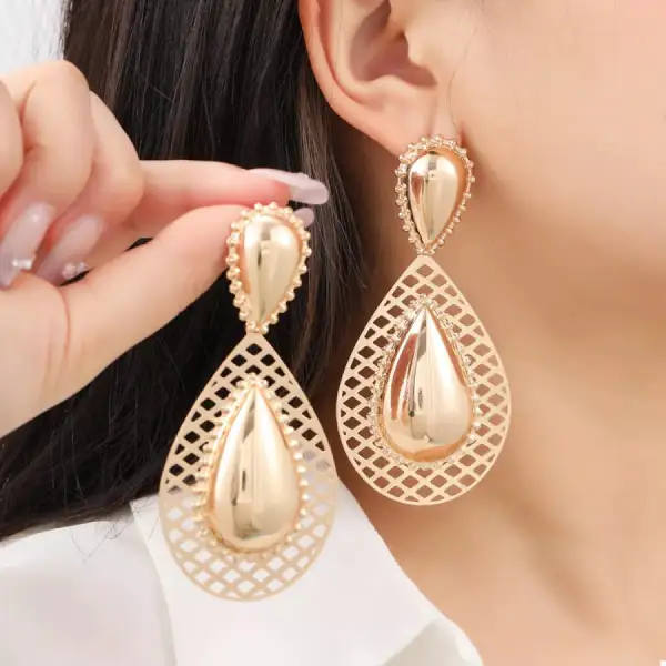 Hollowed Out Teardrop Statement Earrings