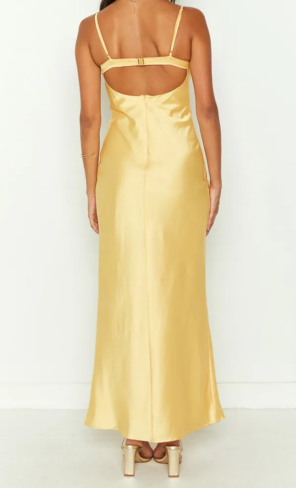Satin Lace Backless Midi Dress