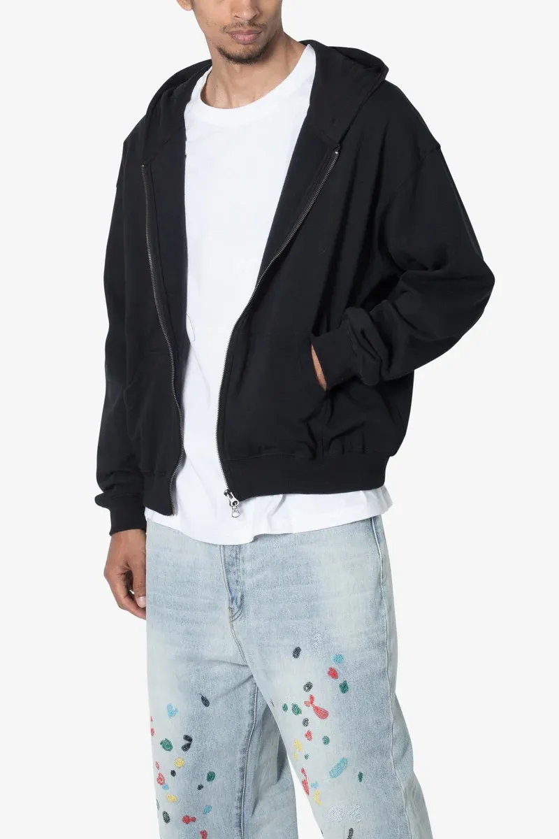 JET BLACK BASIC ZIP UP HOODIE