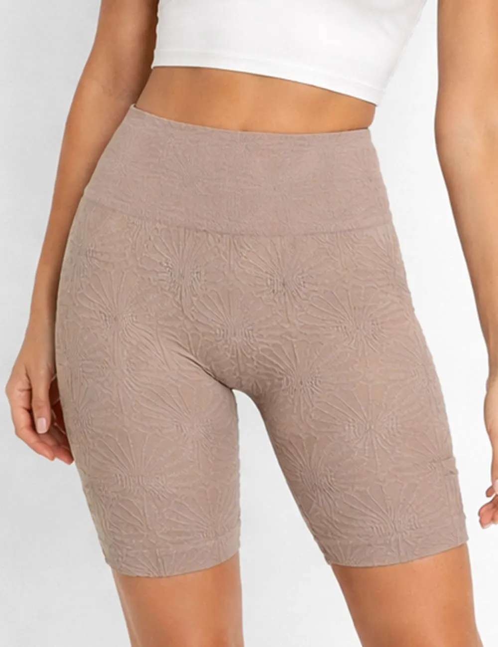 Casual Pattern Elastic Waist Biker Shorts