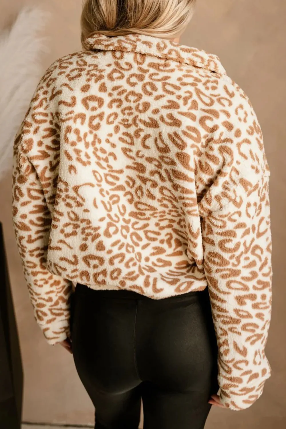 Leopard Quarter Zip-Up Jacket