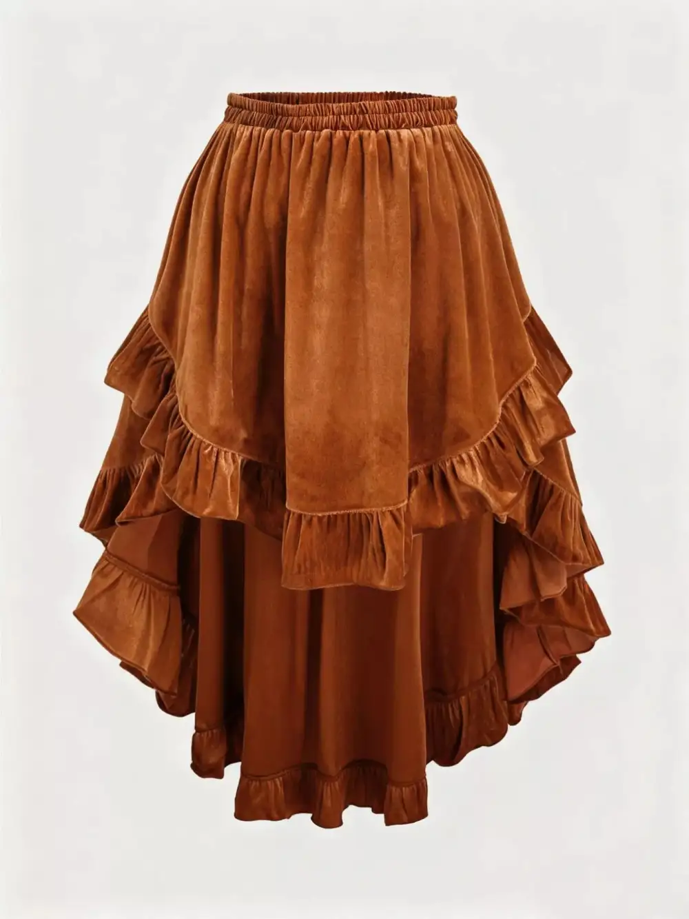 Ruffle Trim Velvet Skirt