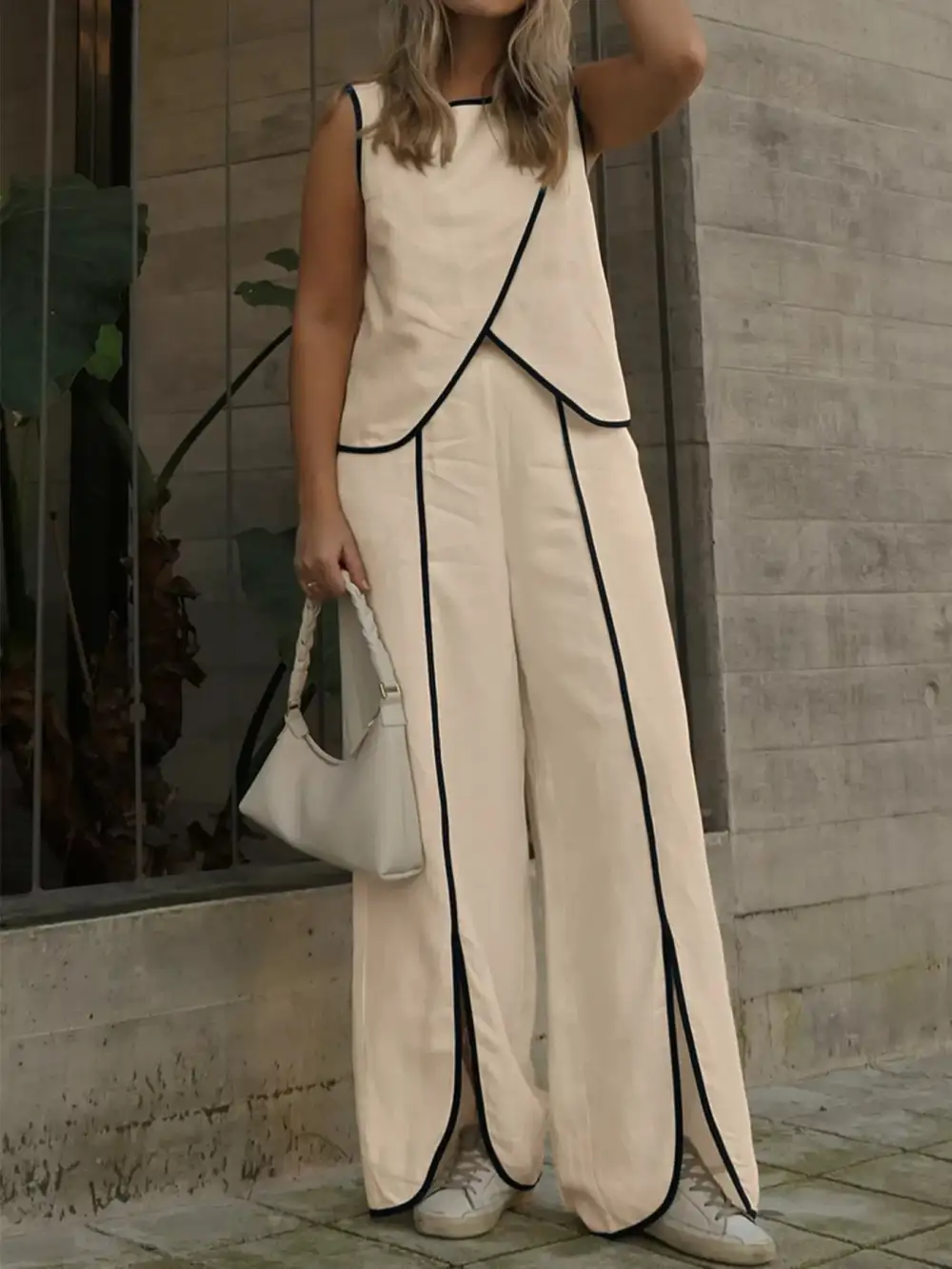 Wide Leg Contrast Jumpsuit