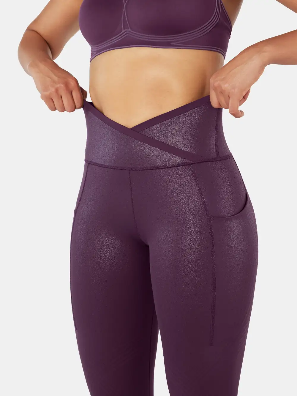 Body Sculpt Faux Leather Side Pocket Leggings