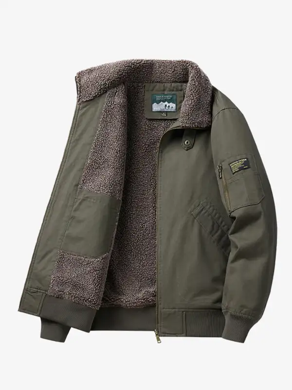 Men'S Sherpa Lined Pocketed Bomber Jacket