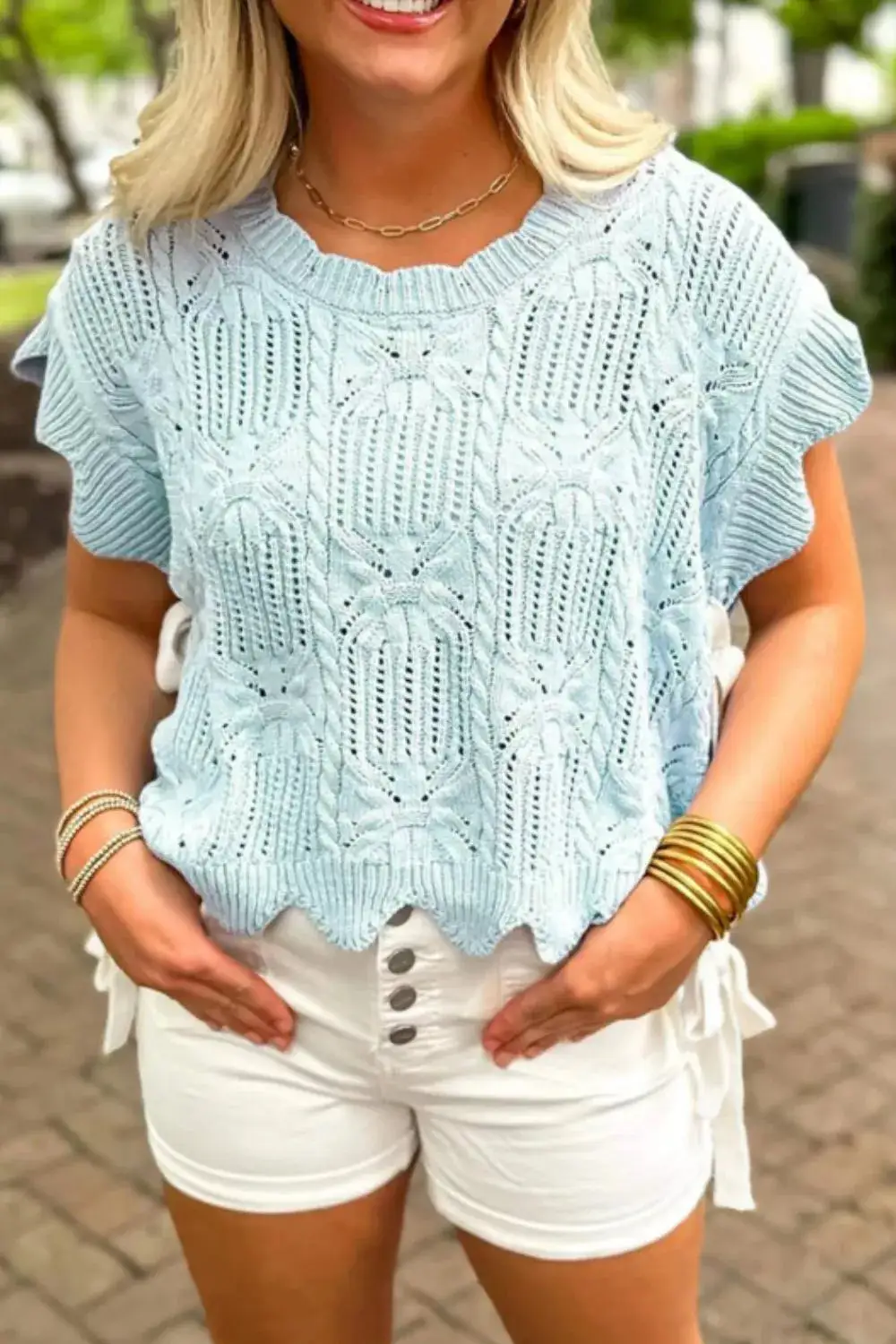 Openwork Side Tie Top