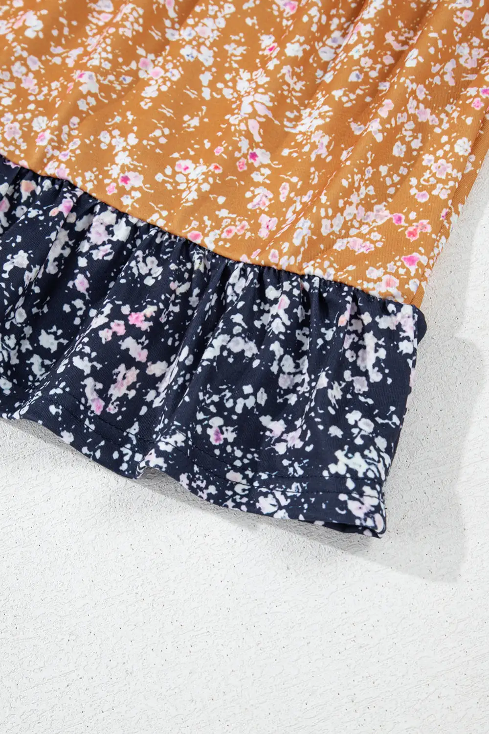 Floral Ruffled Patchwork Blouse