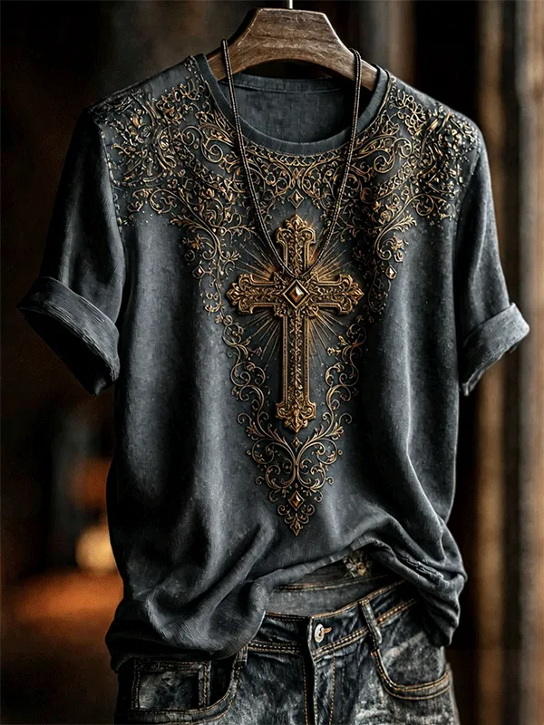 Vintage Floral Art Print Casual Short Sleeve T-shirt