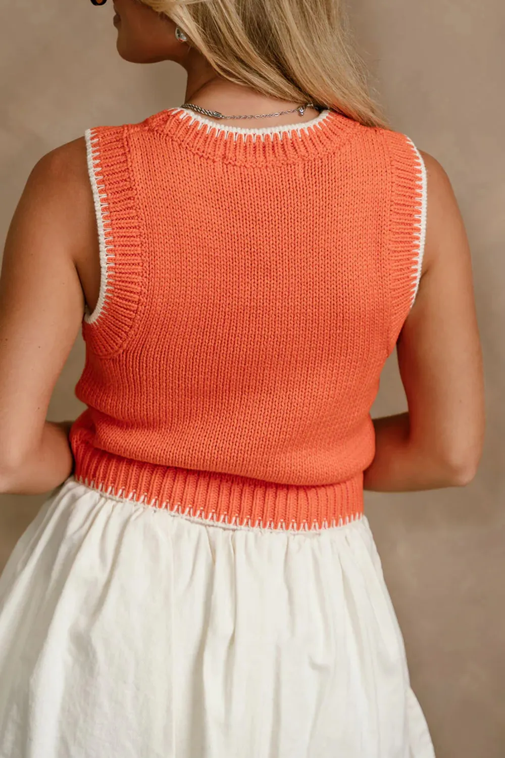 Contrast Color Cropped Sweater