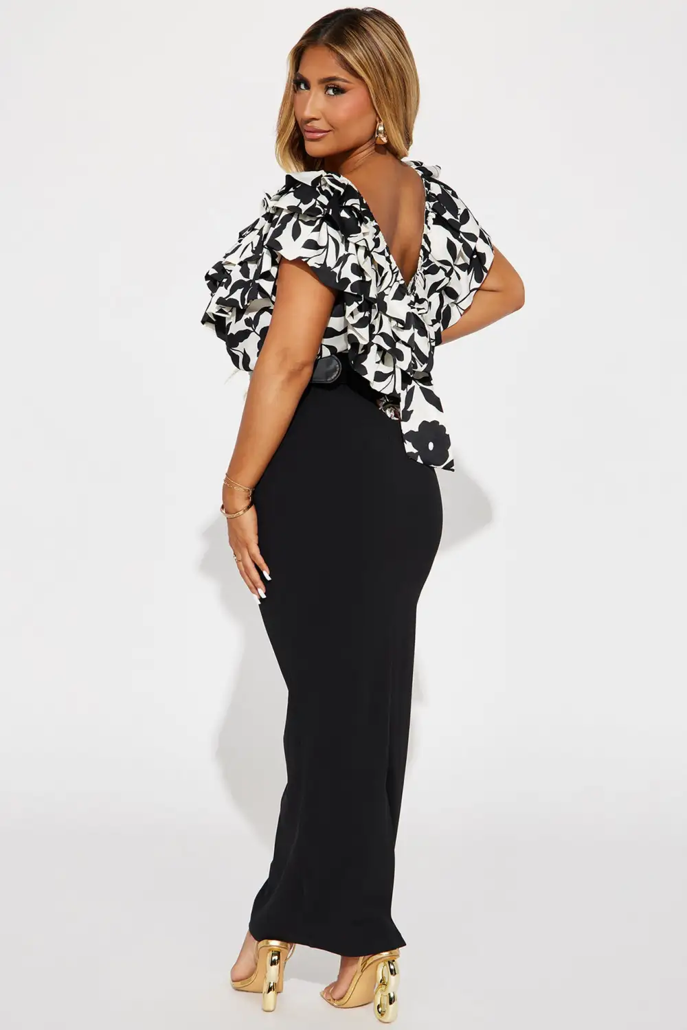 Chic And Classy Midi Dress - Black/White