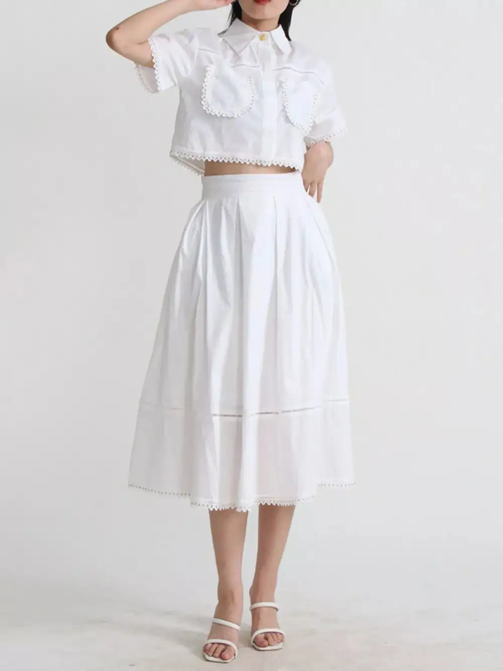 Comfort Button Front Short Sleeve Coordinated Shorts