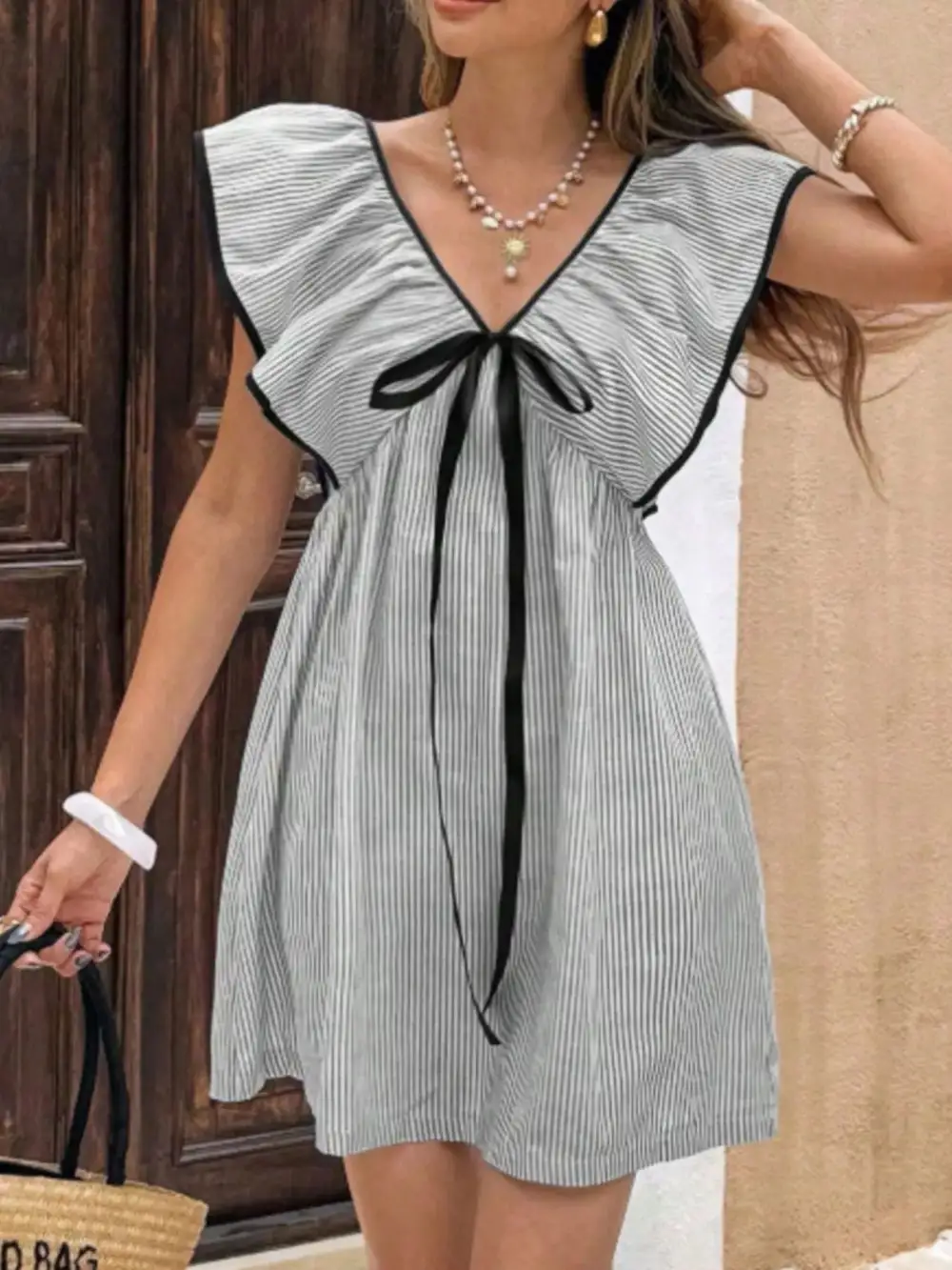 Striped Ruffle Mini Dress