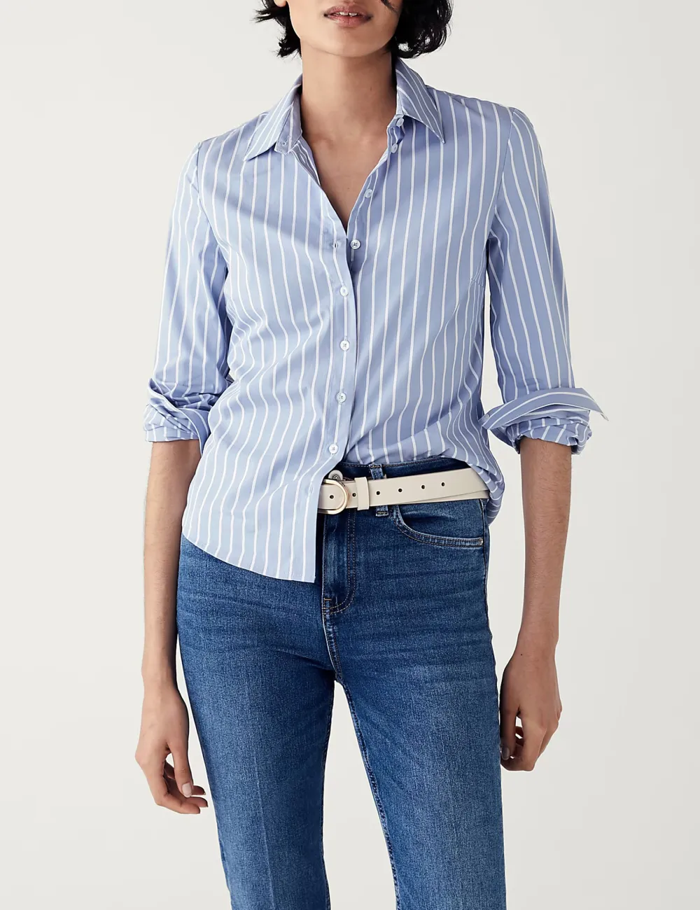 Cotton Rich Striped Fitted Shirt