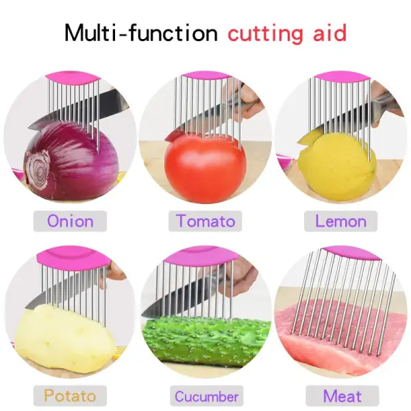 Kitchen Gadgets Onion Slicer Tomato Vegetables Safe Fork vegetables Slicing Cutting Tools