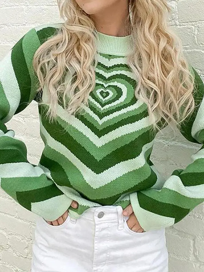 Crew-Neck Argyle Jacquard Sweater