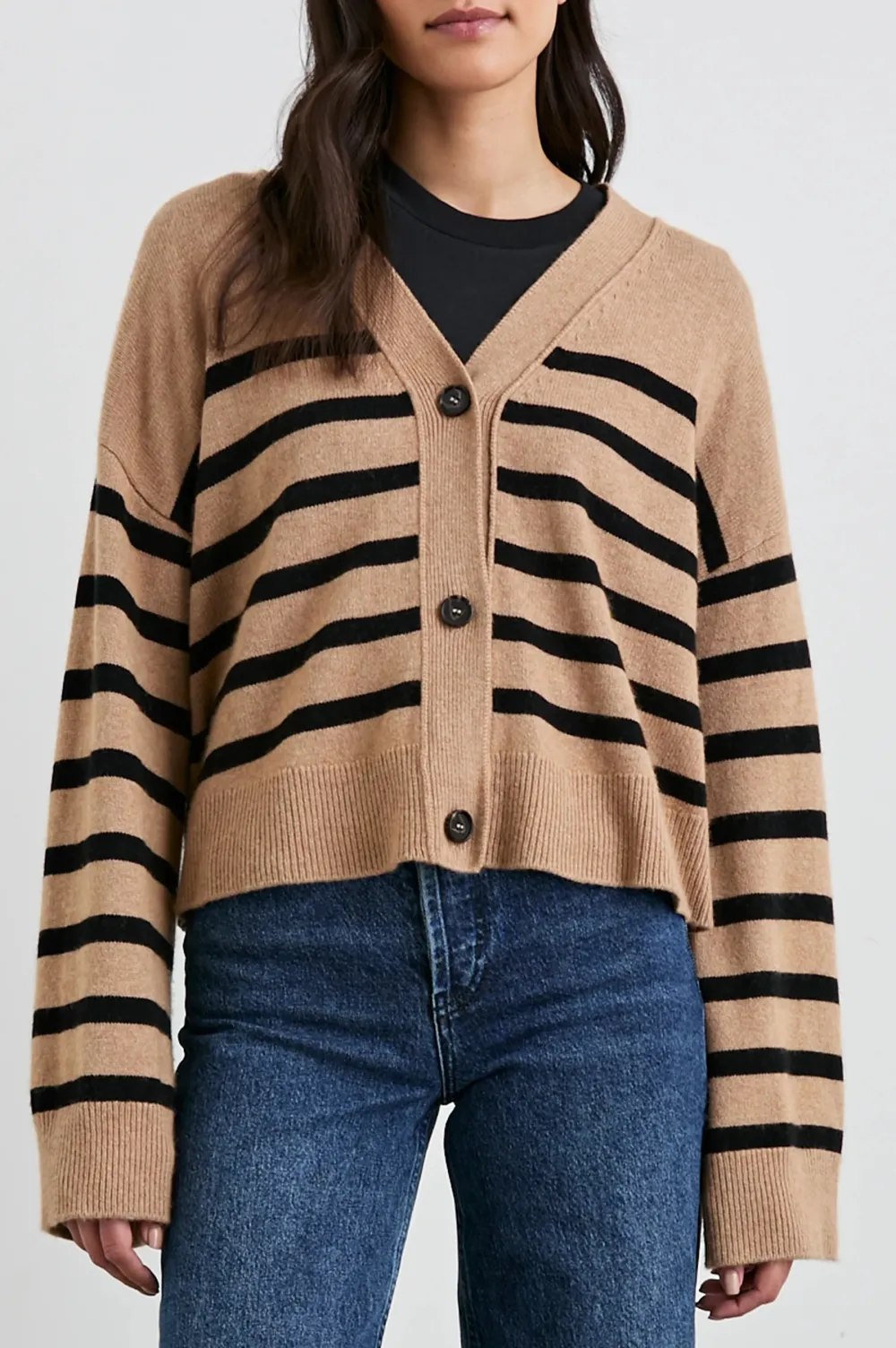 V-Neck Solid-Color Plush Warm Cardigan
