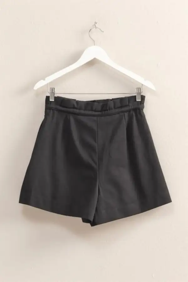 Everyday High Waisted Washed Twill Paperbag Shorts