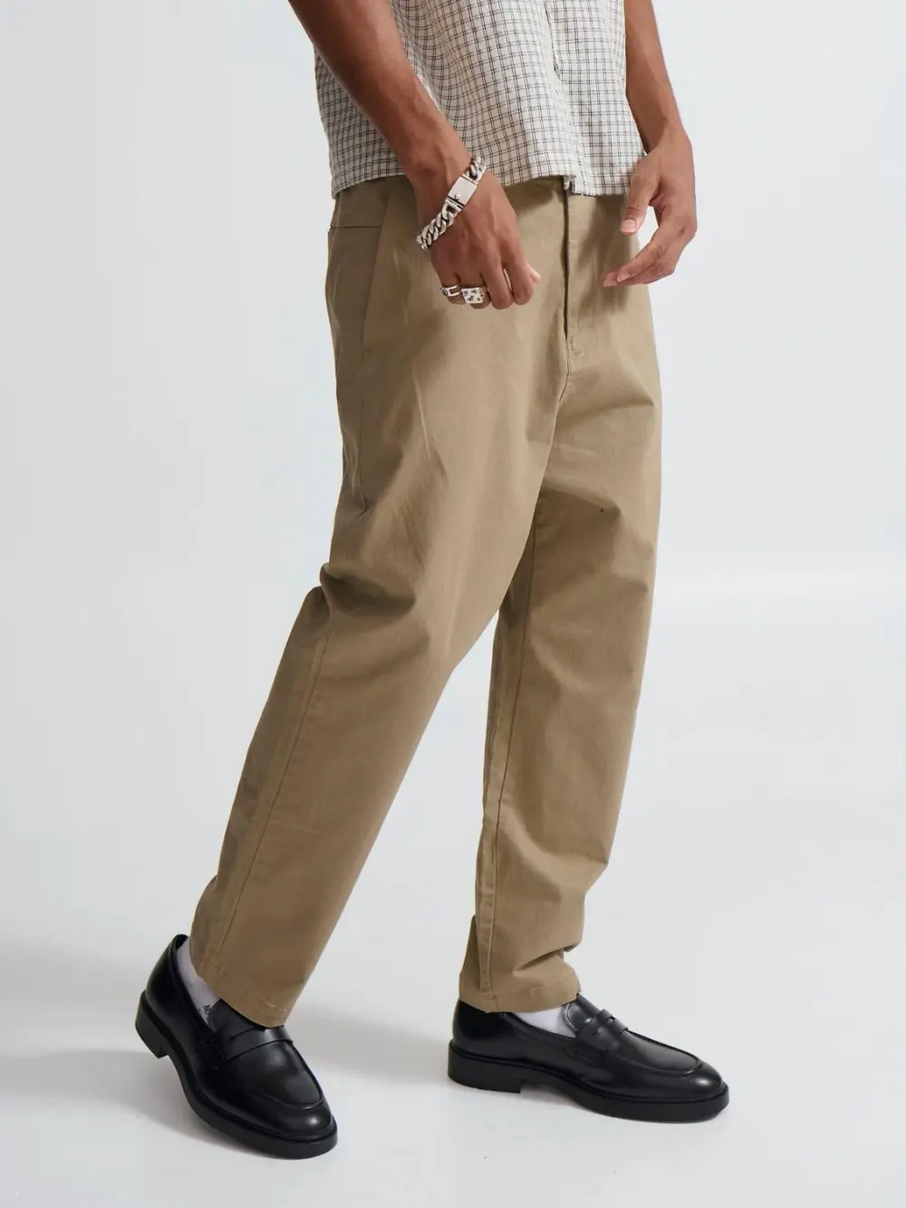 Simple And Soft Daily Slim Cotton Light Khaki Pant