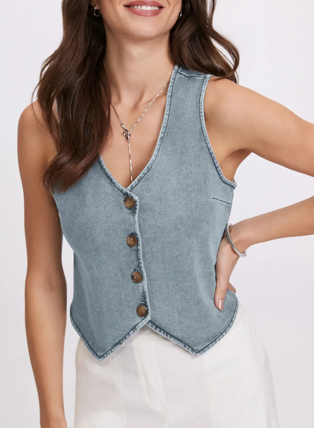 Casual Denim Button Vest