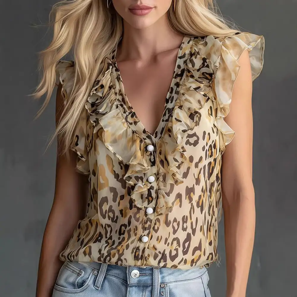 Leopard Print Button-up Shirt