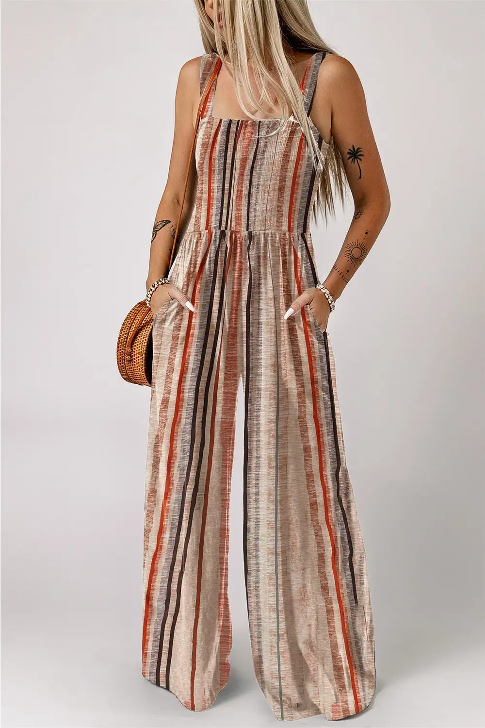 Striped Smocked Jumpsuit