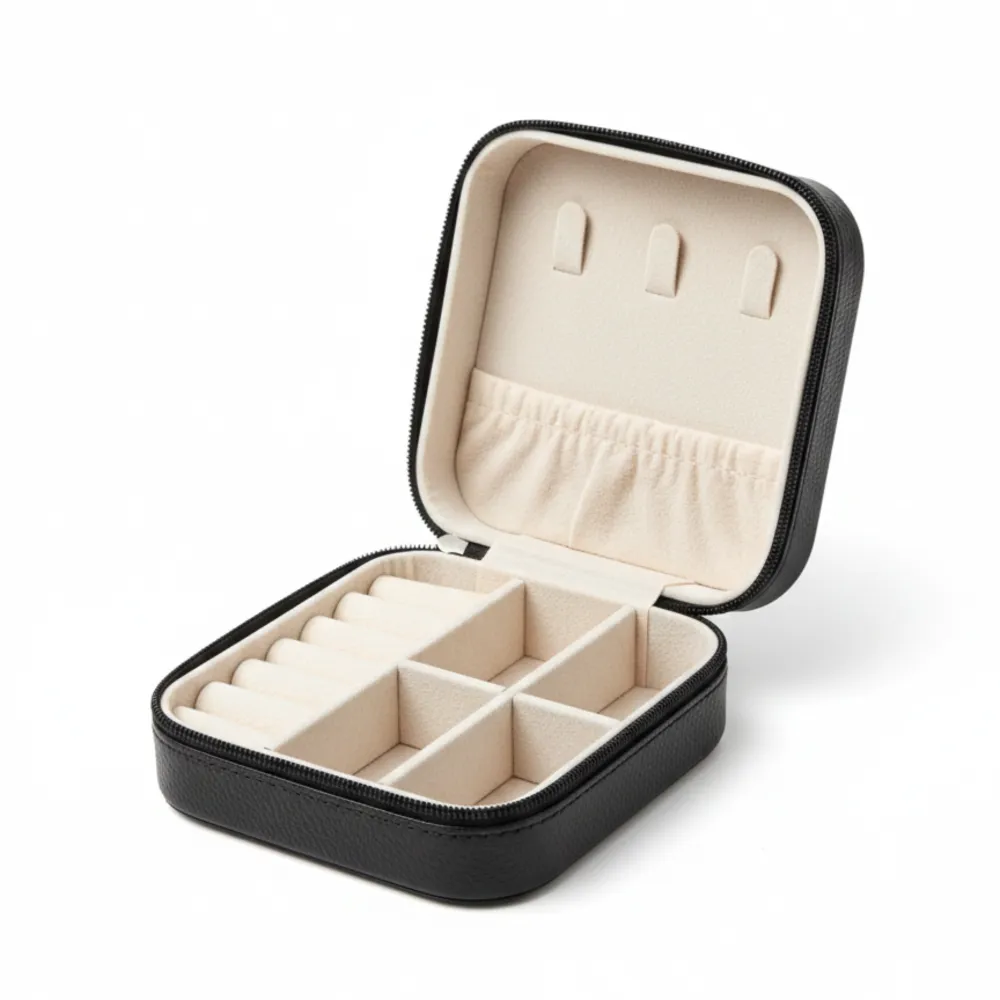 Square PU Leather Travel Jewelry Case