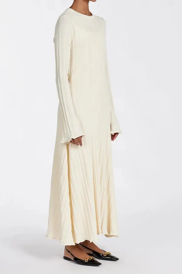 CREAM KNIT MIDI DRESS