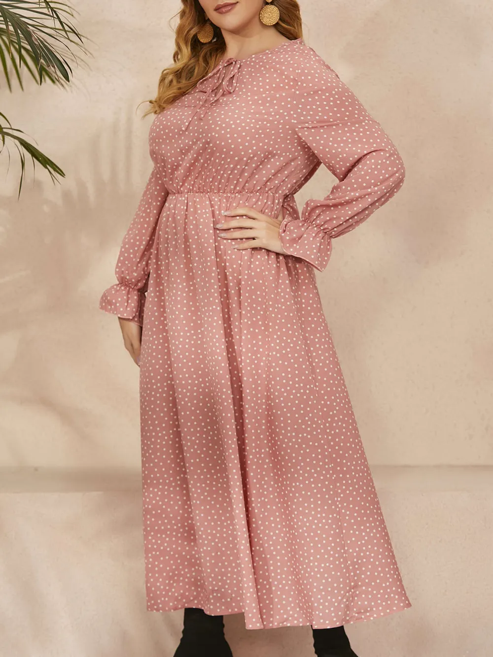 Polka Dot Loose Long Sleeve Dress