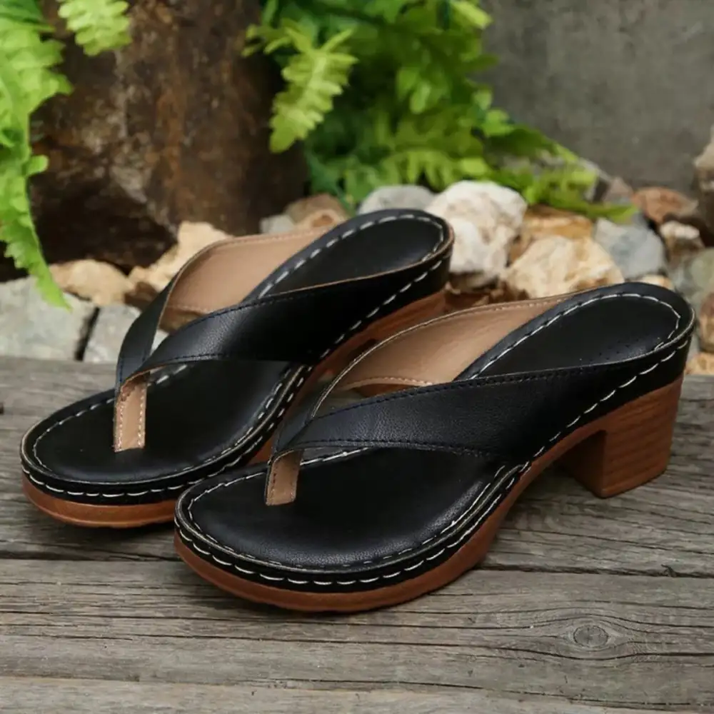 Classic Toe-Post Block-Heel Sandals