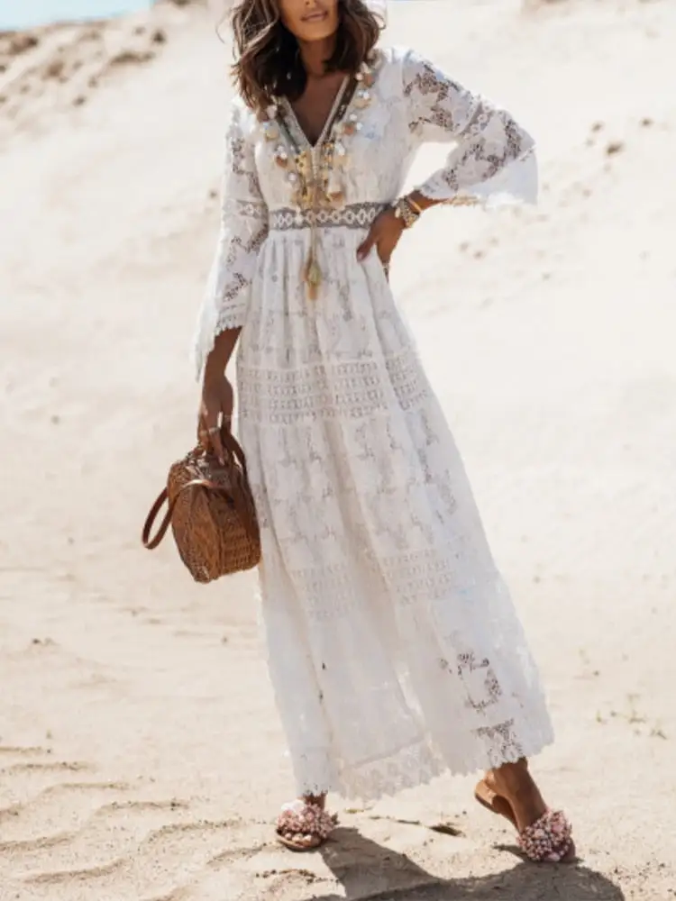 Boho Spirit White Maxi Dress