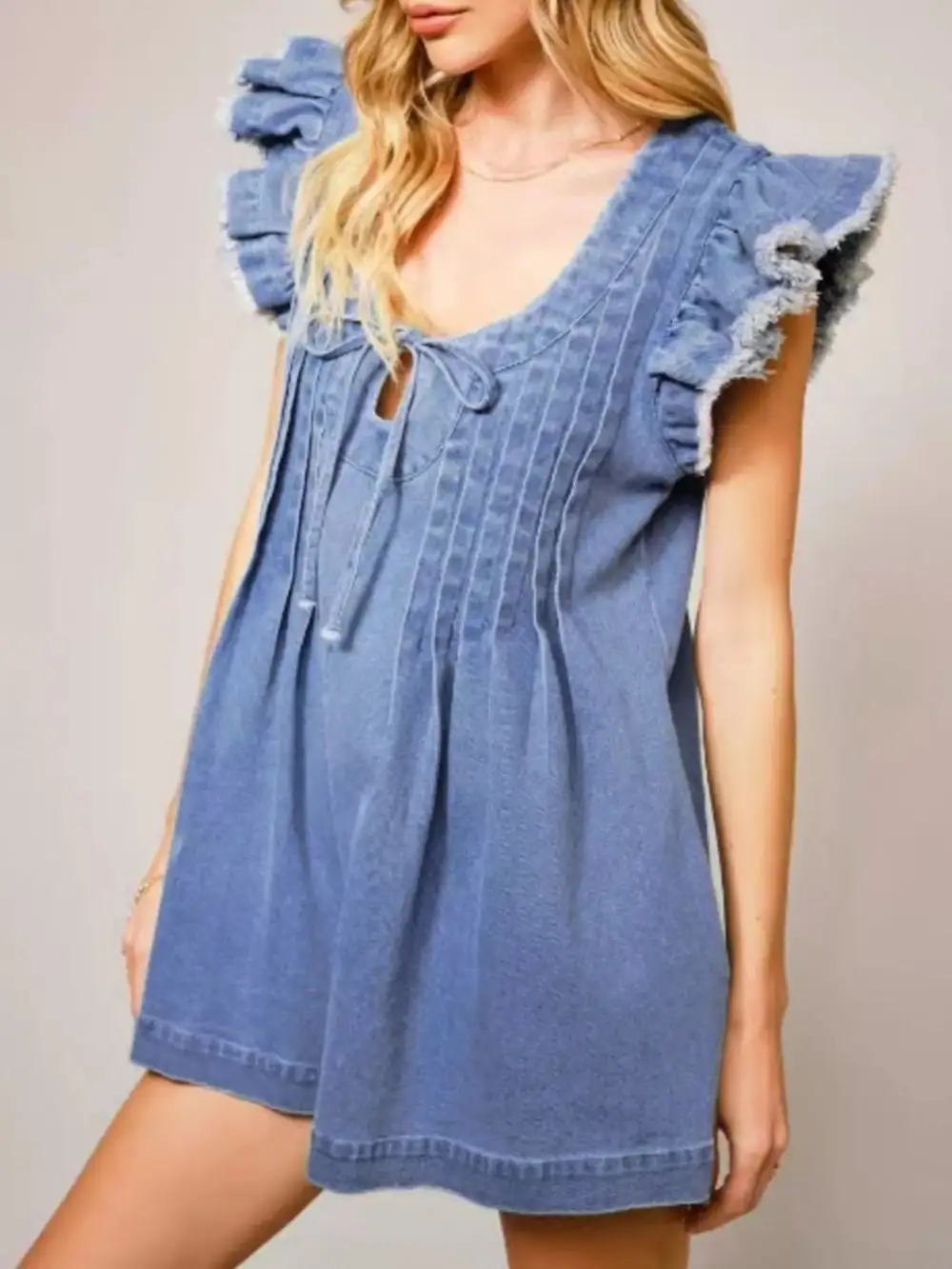 Ruffle Denim Romper