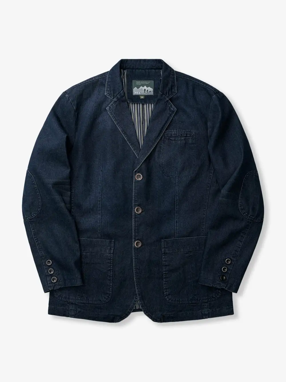 Men'S Denim Pocketed Tailored Jacket