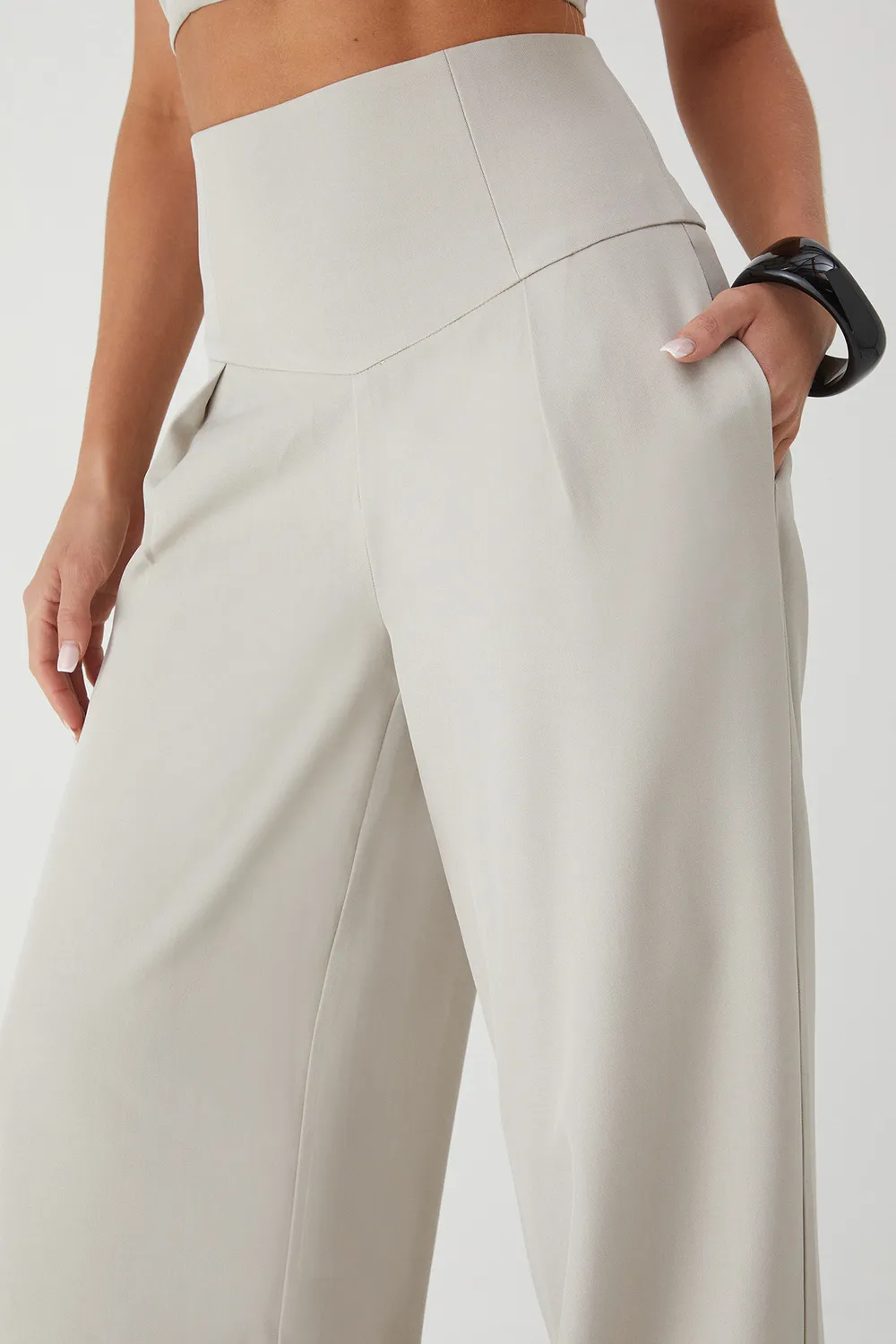 High Waist Wide Leg Trousers With Pockets For Women