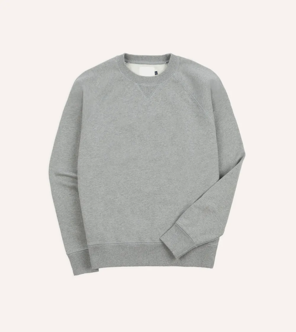 Grey Brushed Cotton Jersey Sweatshirt Plain